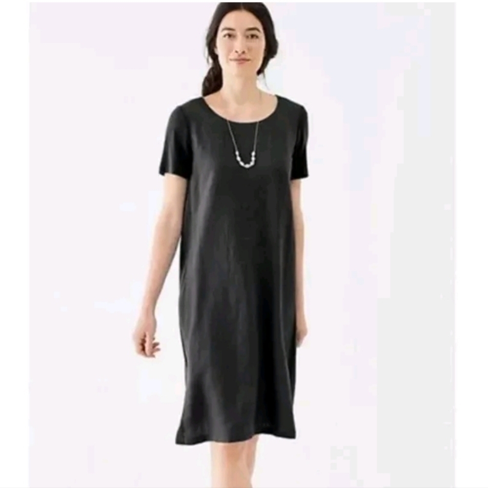 J. Jill Pure Jill Elegant Black linen Dress with soft panels sz XL petite